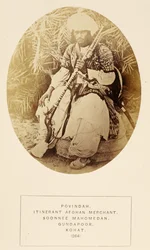 Povindah, wandernder afghanischer Händler, Soonnee-Mohammedaner in Gundapoor, Kohat, aus The People of India, von J. Forbes Watson, veröffentlicht 1868